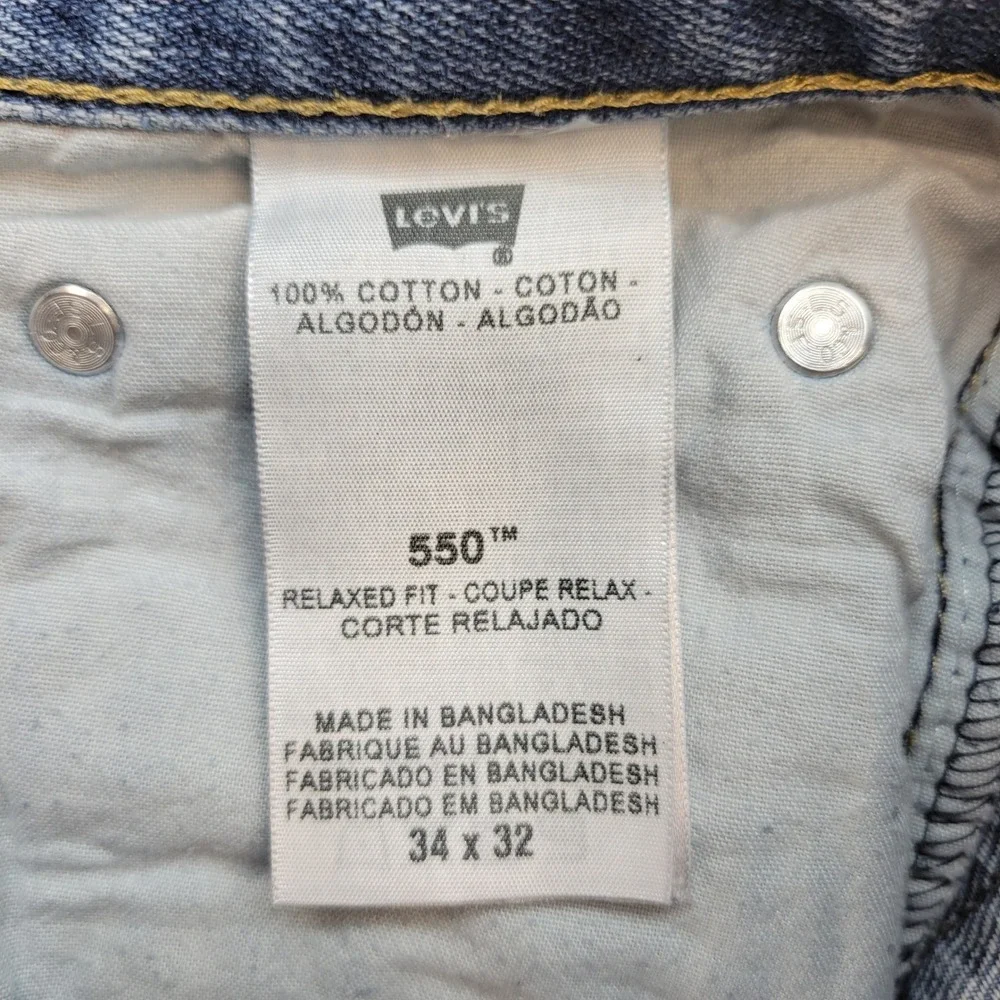 Levi's 550 Jeans Mens 34x32 Blue Relaxed Tapered Leg 100% Cotton Denim